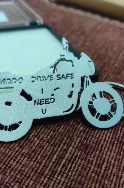 Drive safe bike keychain