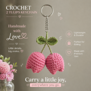 Tulip Crochet keychain